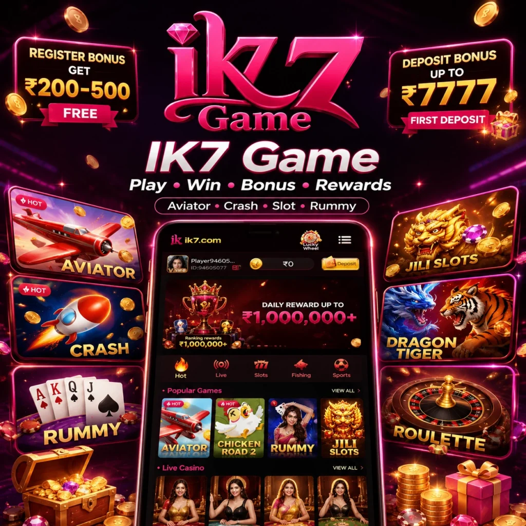IK7 Game mobile gaming with Aviator Rummy Crash JILI bonus and rewards